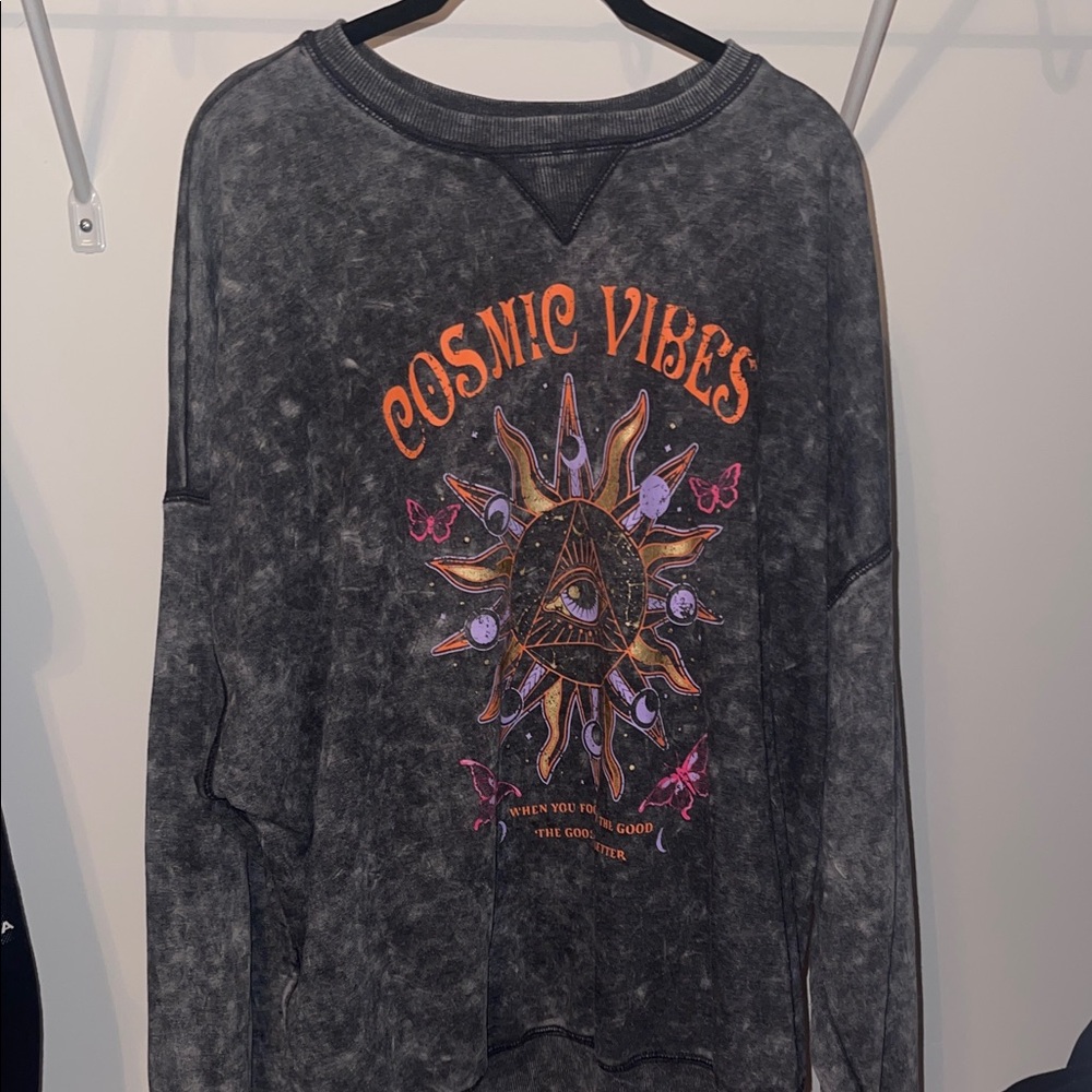 No Boundaries Cosmic Vibes Gray Sweater
